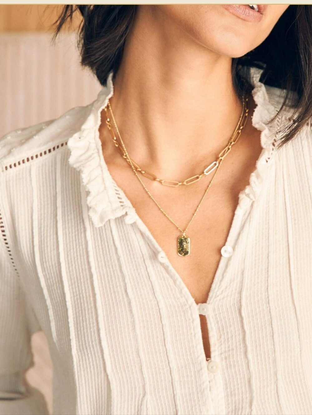 Faherty Willa Blouse White Swiss Dot Eyelet Ruffle Cotton Gauze Button Down - L